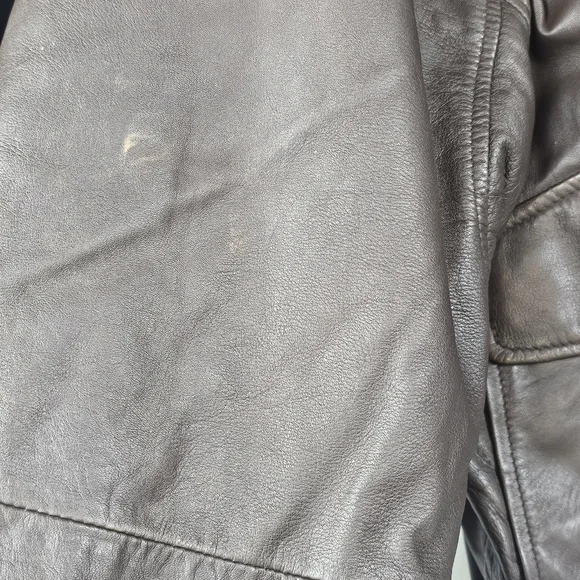 Vtg Lambskin Leather Bomber Jacket Quilted‎ Brown Grunge Top Gun Style Classic